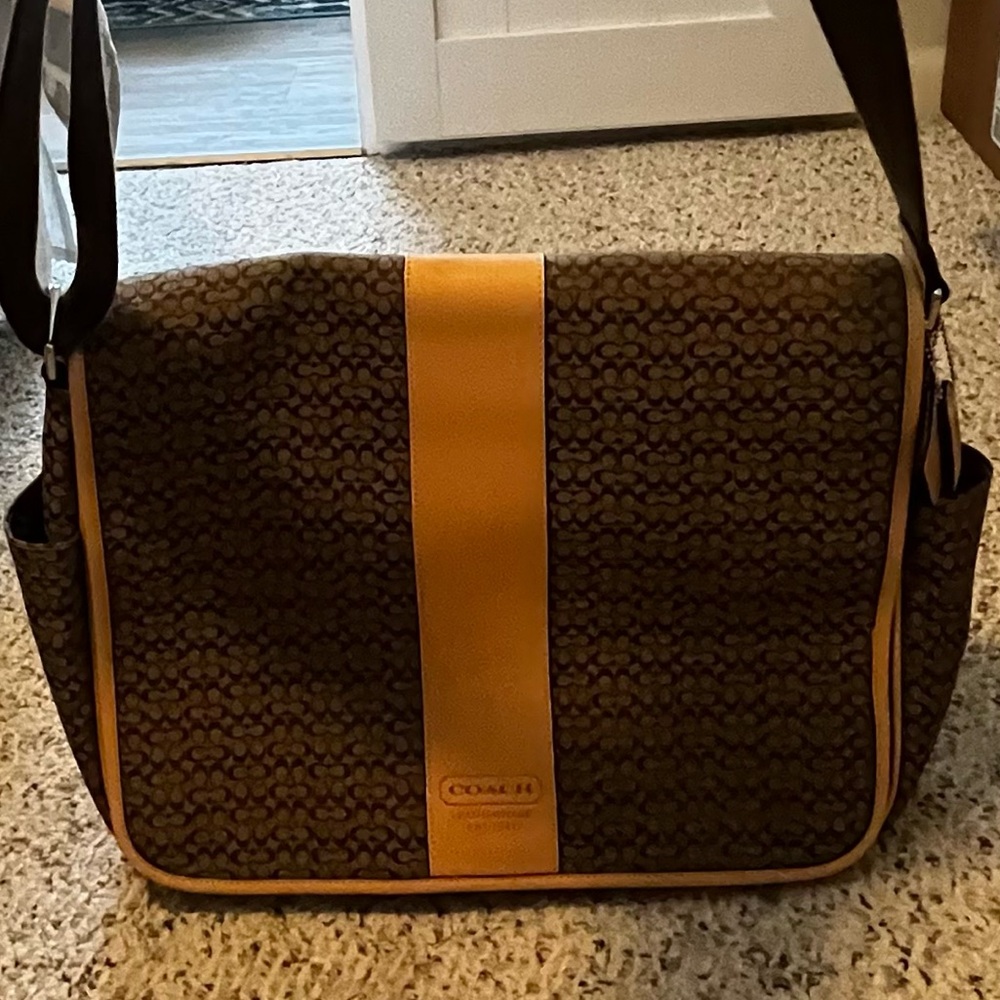 Coach Brown and Tan Laptop Bag